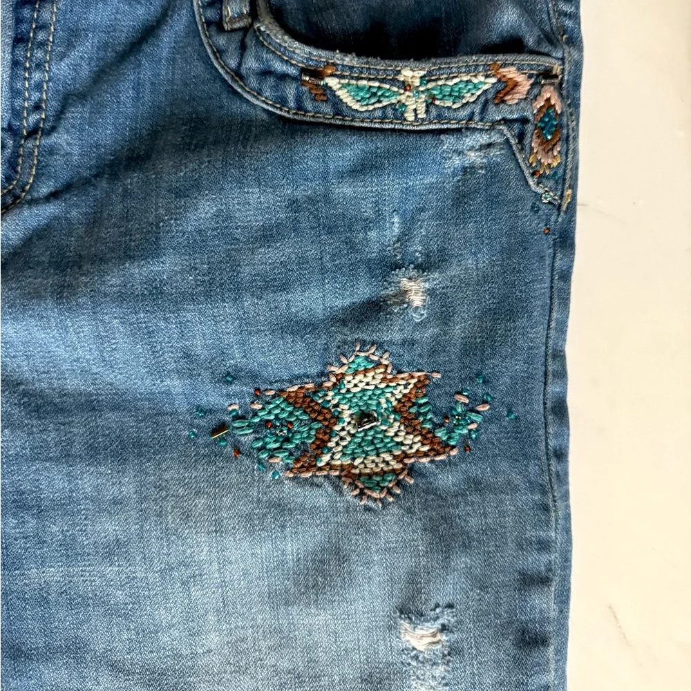 Gap Big Girls Bermuda Denim Capri Embroidered Jeans Pants Shorts Size 16 Plus